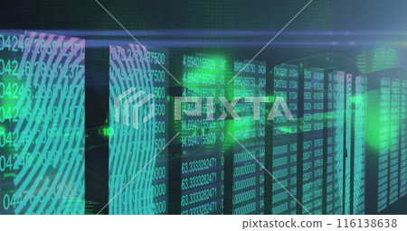 Image of data processing on black background Image of data processing on black background 116138638