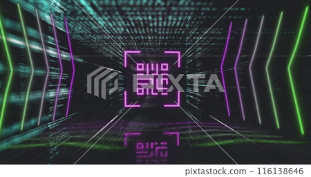 Image of qr code glowing over data processing Image of qr code glowing over data processing 116138646