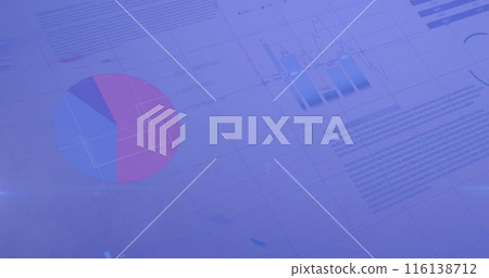 Image of financial data processing over blue background Image of financial data processing over blue background 116138712