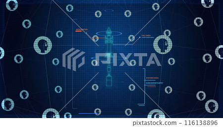 Image of networks of connections, scientific data processing and ai icons 116138896
