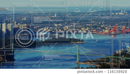 Image of data processing over cityscape Image of data processing over cityscape 116138928