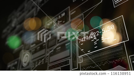 Image of data processing over bokeh on black background 116138951