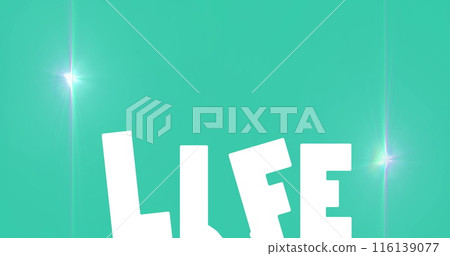 Digital image of spot of light against life text banner with copy space on blue background 116139077