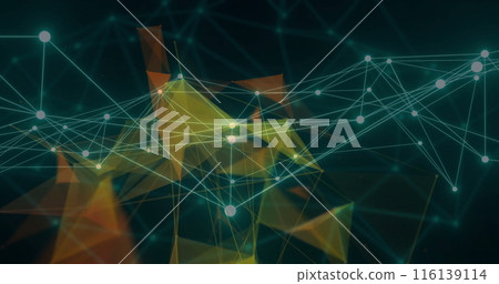 Image of network of connections over shapes 116139114