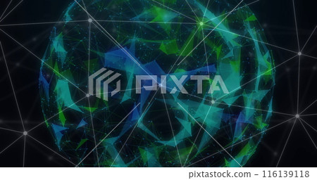 Image of network of connections over globe of shapes Image of network of connections over globe of shapes 116139118