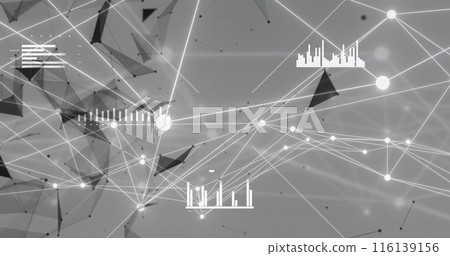 Image of network of connections over shapes and diagrams Image of network of connections over shapes and diagrams 116139156