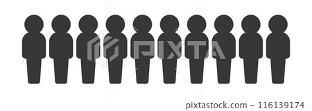 水平排列 10 人的圖標/象形圖 - 簡單組/10 人材料 水平排列 10 人的圖標/象形圖 - 簡單組/10 人材料 116139174