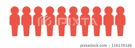 水平排列 10 人的圖標/象形圖 - 簡單組/10 人材料 116139186