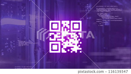 Image of qr code over data processing and server room Image of qr code over data processing and server room 116139347