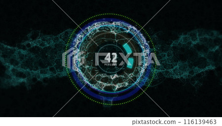 Image of scientific data processing, dna strand and human brain over dark background 116139463
