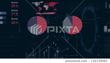 Image of financial data processing over black background 116139483
