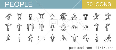 人類運動和行動圖標集的人鍛煉 116139778