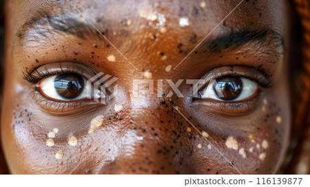 Face Of A Person With Vitiligo, Skin Condition With Patches Of Depigmentation. Diversity, Awareness 116139877