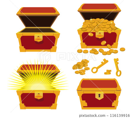 Wooden chest with opening and closing lid (treasure chest) Wooden chest with opening and closing lid (treasure chest) 116139916