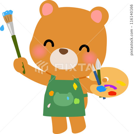 Bear character with paintbrush and palette 116140166