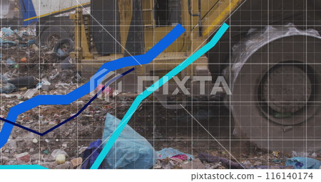 Image of blue lines moving up over bulldozer waste disposal site 116140174