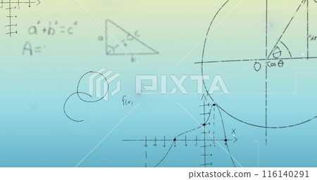 Image of mathematical equations on blue background - Stock Illustration ...