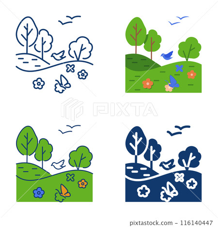 Biodiversity, nature conservation icon set 116140447