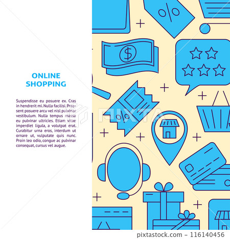 Online shopping banner in line style with place for text Online shopping banner in line style with place for text 116140456