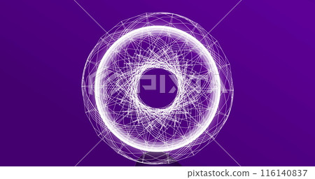 Image of multiple white circles pulsating on seamless loop on purple background 116140837