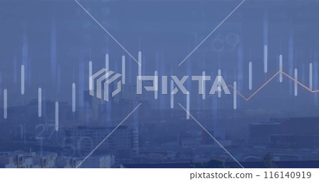 Image of financial data processing over cityscape Image of financial data processing over cityscape 116140919