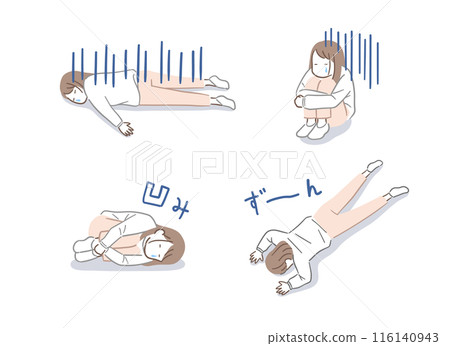 Illustration set of a depressed young woman 116140943