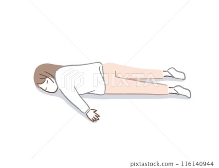 Illustration material of a woman sleeping face down 116140944
