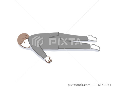 穿著西裝的商人臉朝下睡覺的插畫素材 116140954