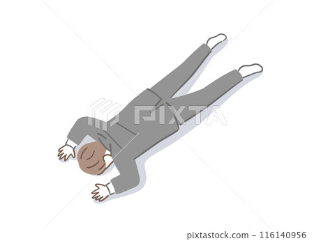 Illustration material of a man in a suit lying face down Illustration material of a man in a suit lying face down 116140956