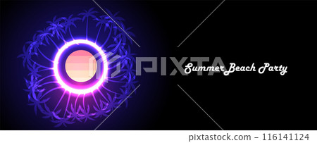Abstract beach with palm trees and blue ocean. Vector art. Abstract beach with palm trees and blue ocean. Vector art. 116141124