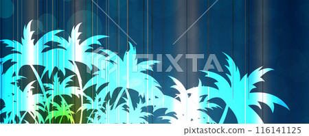 Abstract beach with palm trees and blue ocean. Vector art. Abstract beach with palm trees and blue ocean. Vector art. 116141125