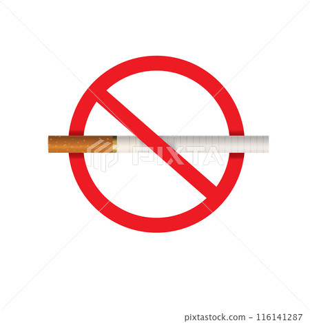 Prominent 3D sign with clear No Smoking message. Vector 116141287