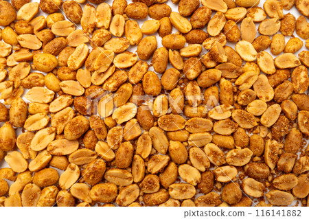 Spicy peanuts texture background, heeng jeera pea nuts mockup, Indian namkeen banner Spicy peanuts texture background, heeng jeera pea nuts mockup, Indian namkeen banner 116141882