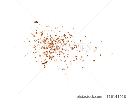 Grated Chocolate Pile Isolated, Crushed Chocolate Shavings, Crumbs, Scattered Flakes, Cocoa Sprinkles Grated Chocolate Pile Isolated, Crushed Chocolate Shavings, Crumbs, Scattered Flakes, Cocoa Sprinkles 116141918