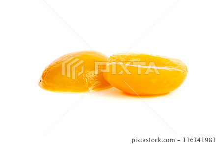 Canned Peaches, Apricot Halves in Syrup, Yellow Fruit Dessert, Tinned Nectarine Compote Canned Peaches, Apricot Halves in Syrup, Yellow Fruit Dessert, Tinned Nectarine Compote 116141981