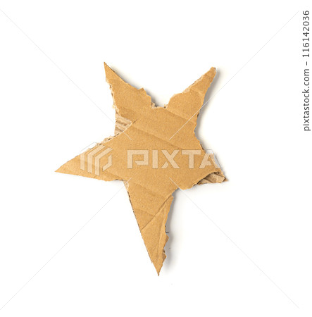 Cardboard Star, Christmas Stars Made of Carton Piece, Ripped Kraft Paper, Brown Wrapping Vintage Paper 116142036