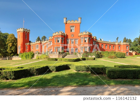 Beautiful red Nechanice castle in Czech republic Beautiful red Nechanice castle in Czech republic 116142132