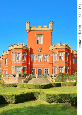 Beautiful red Nechanice castle in Czech republic Beautiful red Nechanice castle in Czech republic 116142135