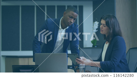 Black male and white female leaders team up Black male and white female leaders team up 116142280