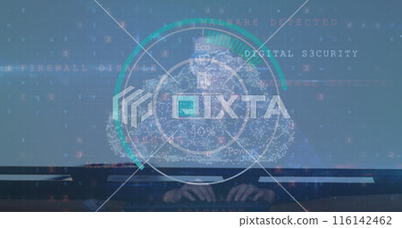 Image of data processing over caucasian man 116142462