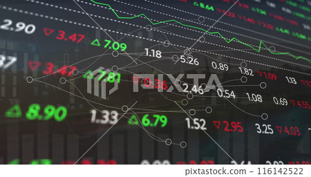 Image of globe of network of connections with digital icons 116142522