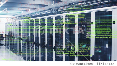 Image of data processing over server room Image of data processing over server room 116142532