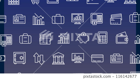 Image of falling mathematical equations over screens 116142677