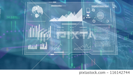 Image of data processing over blue background 116142744