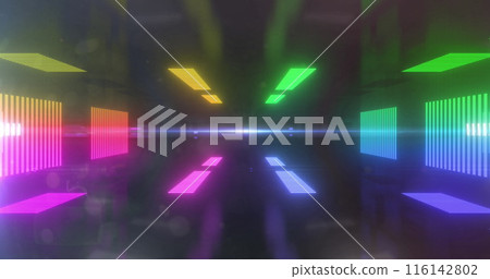 Image of game over over digital space with neon lights and shapes Image of game over over digital space with neon lights and shapes 116142802