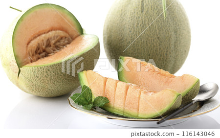 非常甜的夕張哈密瓜（白色背景） 116143046