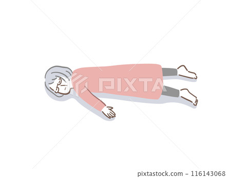 Illustration material of an elderly woman sleeping face down 116143068