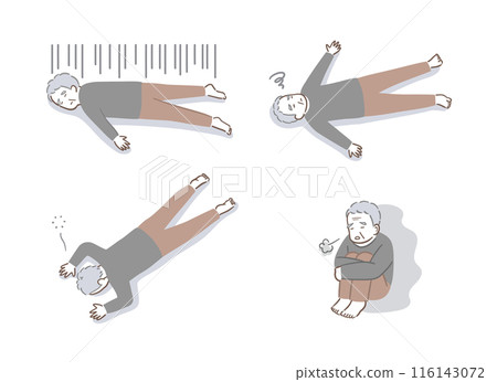 Illustration set of a senior man in poor health 116143072