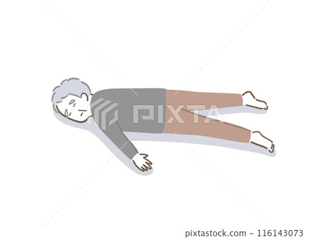 趴著睡覺的老人插畫素材 116143073