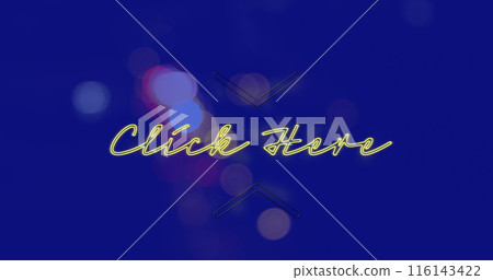 Image of click here neon text banner against night city traffic 116143422
